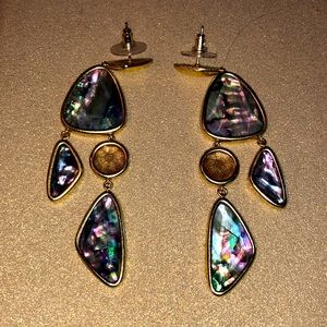KS gold and abalone statement earrings